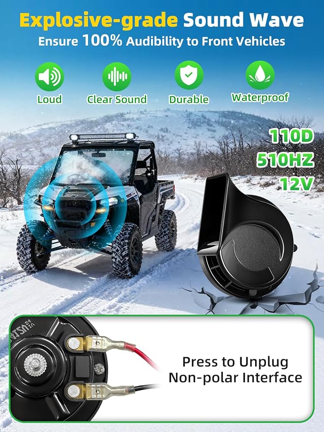 UTV Turn Signal Kit with 110D Horn, Pre-Wired Plug & Play UTV/ATV Universal Street Legal Blinker kit with 4 IN 1 Integrated Switch, Compatible with Polaris Can-Am CFMOTO for Side By Side