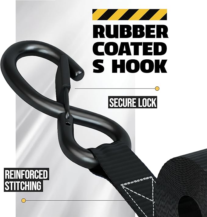 AUGO Retractable Ratchet Straps | 2 Heavy Duty Ratchet Straps Self Retractable Tie Downs with Soft Loops & Storage Bag for Motorcycle, Truck, Trailer, Cargo Van | 1200 Lb Break Strength 1” x 10’