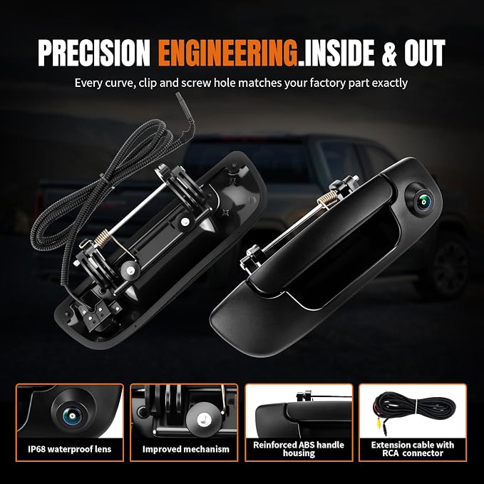 LCWRGS Tailgate Handle with Backup Camera Fits for 2002-2009 Dodge Ram | OE# 55276237AA Reverse Parking Assist Camera Night Vision, Wide-angle, Waterproof