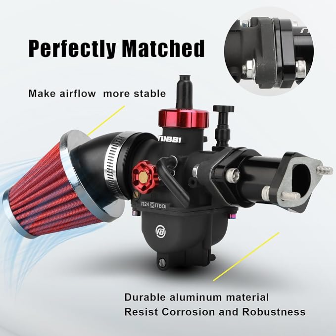 NIBBI Carburetor Pefect for Predator 212,with Intake Manifold 48mm Air Filters,for Coleman,Predator 196cc 212cc 224cc Engine Performance Parts(Black)