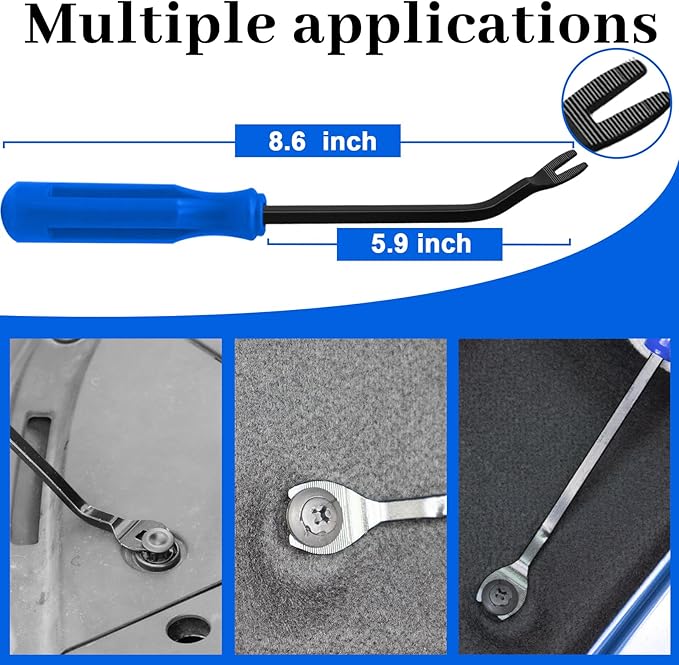 DOAHO 17Pcs Mechanic Hook and Pick Tool Set & Car Trim Removal Kit with Fastener Clip Pliers,Rivet Puller,Magnetic Pickup,Gasket Scraper,Non-Scratch Plastic Pry Tools for Automotive Repair-Blue