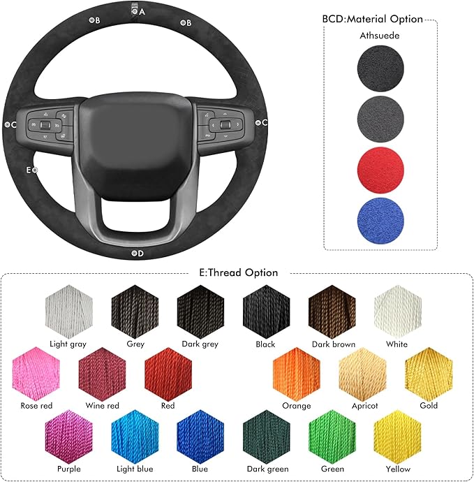 MEWANT Hand Stitch Steering Wheel Protector Wrap Cover for GMC Sierra 1500 2019-2023/Sierra 1500 Limited 2022/Sierra 2500 2020-2024/Sierra 3500 2020-2024/Yukon 2021-2023