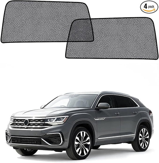 Car Window Shade for Vw Atlas 2018-2025,2 Pack UV & Glare Protection, Breathable Privacy Screen, Insect & Bug Blocker Magnetic Mesh Side Rear Sun Shades for Baby Camping, Napping & Travel