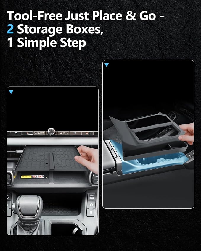 SKTU 2PCS for 2026 Toyota RAV4 Gear Shift Panel for 2026+ Toyota RAV4 (LE/SE/XLE Premium/Woodland/XSE/Limited) Wireless Charging Mat & Gear Shift Panel 2026 RAV4 Accessories Passenger Side Storage Box