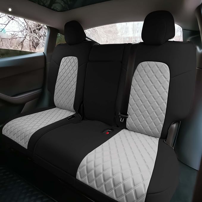 FH Group Custom Fit Car Seat Covers Specifically Made for 2020-2025 Tesla Model Y Ultraflex Neoprene Water Resistant Automotive Seat Covers - Rear Set Gray