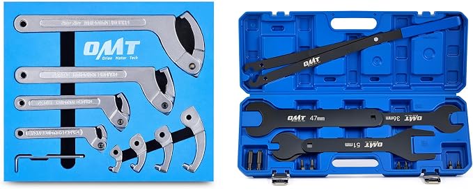 Orion Motor Tech 8pc Adjustable Pin Spanner Wrench Tool Set & 15pc Fan Clutch Wrench Set, Bundle