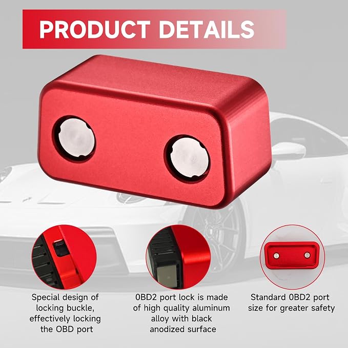 OBD2 Port Anti-Theft Lockout Tool, OBD Port Protector for Cars/SUV/Trucks、obd2 Lock Anti Theft Protector (Red)