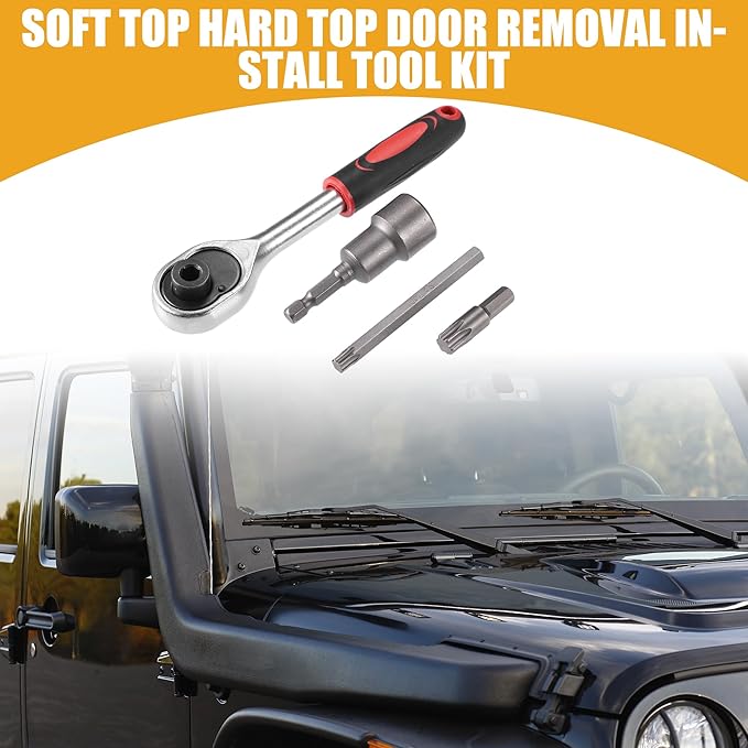 Soft Top Hard Top Door Removal - Car Door Torx Tool Kit - for Jeep Wrangler JL JK 2-4 Doors 2007-2022 Metal Rubber Silver Tone Titanium Tone Black - 4 Pcs
