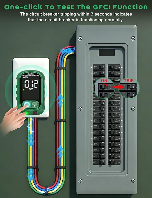 SQECH Circuit Breaker Finder Tool Kit GFCI Outlet Tester NCV Detector for 90-135V AC Electrical Circuit Tracer with Dual LCD Display Adapter Storage Bag Batteries Screwdriver