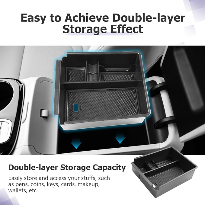 LUWU 2026 Tucson Accessories Center Console Organizer for 2022-2026 Hyundai Tucson Armrest Box Organizer Tray Only Fit for Tucson with Automatic Transmission - NOT for 2025-2026 Tucson Hybrid/Limited