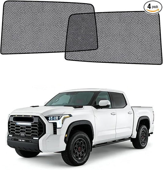 Car Window Shade for Toyota Tundra 2022-Present,2 Pack UV & Glare Protection, Breathable Privacy Screen, Insect & Bug Blocker Magnetic Mesh Side Rear Sun Shades for Baby Camping, Napping & Travel