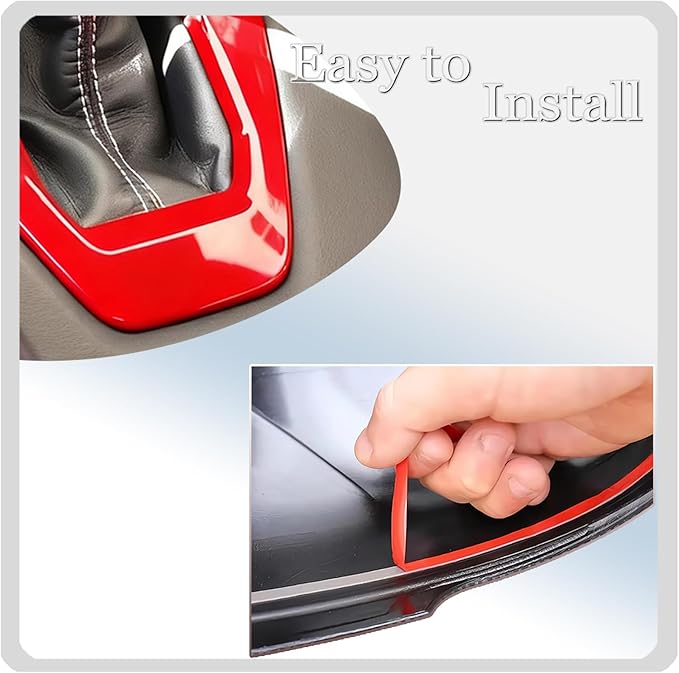MUXEE Console Gear Shifter Panel Cover,for Ford Mustang 2024 2025 2026 - ABS Wine red Sport Style Console Gear Shifter Panel Cover Accessories(for Manual Gear Model)