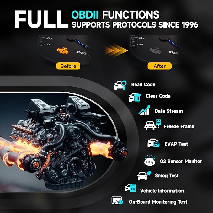 DND Bluetooth OBD2 Scanner - All System Diagnostic Tool for iOS & Android, Code Reader for Cars, Free Updated Vehicle Scan Tool, Bidirectional Diagnsotic Scanner with Oil Reset, Battery Registration