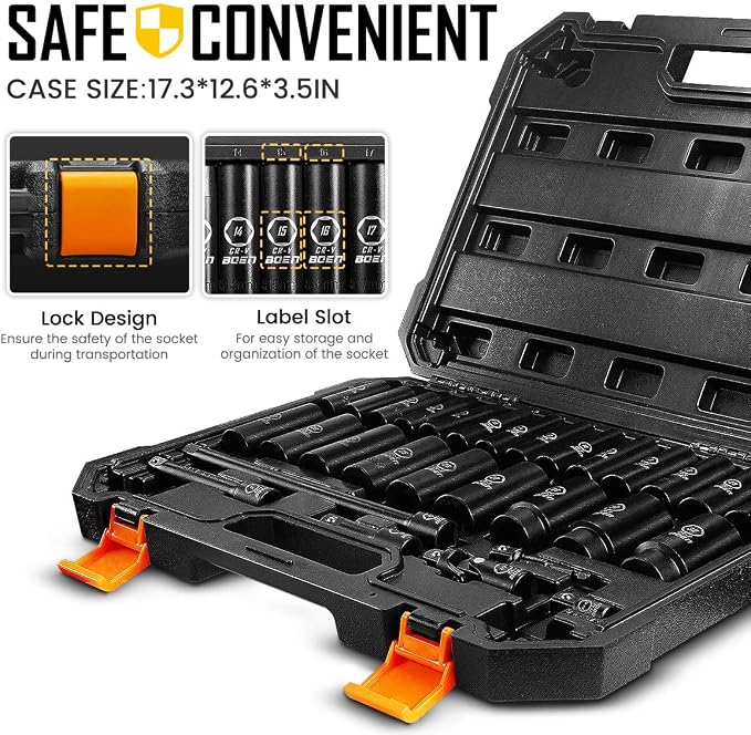 boen 29PCS 1/2" Metric Socket Set(8mm-32mm) + 8PCS Impact Socket Adapter Set