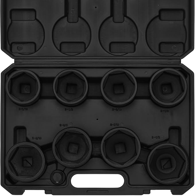 TecoTek 3/4" Drive 6-Point Impact Socket Set, 9-Piece Jumbo Assortment, Cr-Mo, SAE, 2-1/16 Inch to 2-1/2 Inch, 1/2" F to 3/4" M Impact Socket Adapter