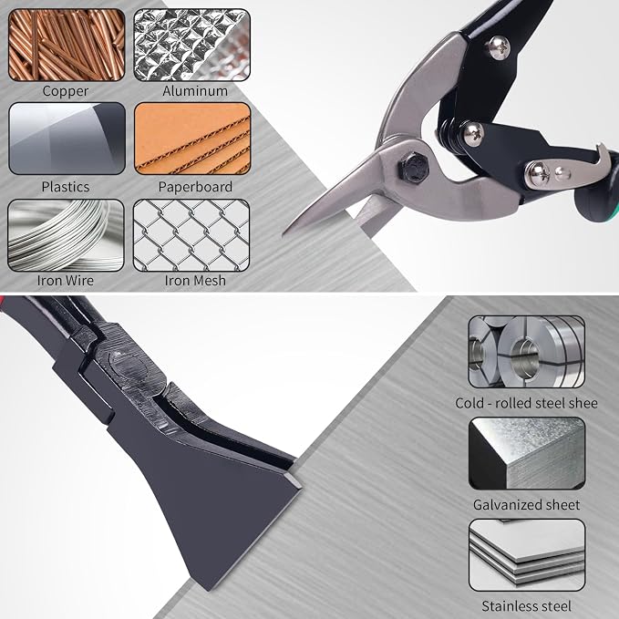 6-Piece Sheet Metal Tools Set – Aviation Tin Snips (Straight Left Right) & Hand Seamers (Straight, 45°, 90°), Metal Cutting Shears & Bending Pliers Kit for HVAC Ductwork Fabrication