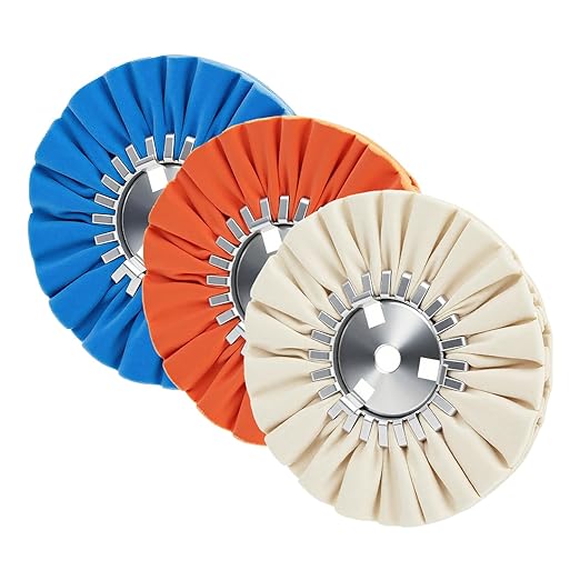 Airway Buffing Wheel Kit 8in Extra Thick 16Ply, 5/8in Arbor Hole Aluminum Wheel Polishing kit 3pcs (1* Coarse & 1*Medium & 1*Fine) for Angle Grinder Metal Automotive Body Rim Polishing