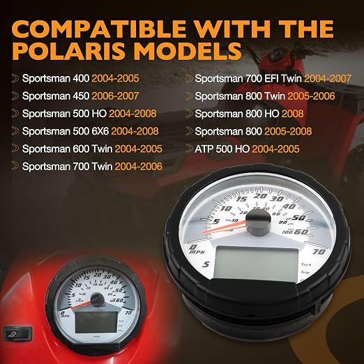 Speedometer Cluster Compatible with Polaris Sportsman 400, 450 500, 600, 700, 800, ATP 500 2004-2008, Gauge Cluster Replace#-3280431, 3280482, 3280528