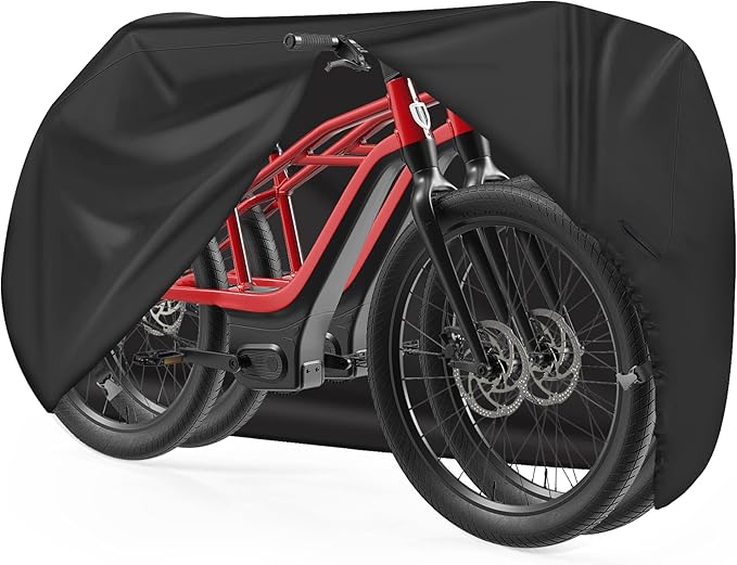 Zettum Bike Cover for 2 Bikes - 600D Bike Covers Outdoor Storage Waterproof & Heavy Duty, Bicycle Cover for 2 eBike, Mountain Bike, Road Bike, Hybrid Bike, Beach Cruiser Bike, Scooter and More