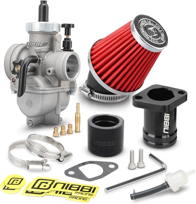 NIBBI PE24 Carburetor Kit 24mm for Predator 212cc 196cc 224cc Engine Performance Parts with Black Intake Manifold