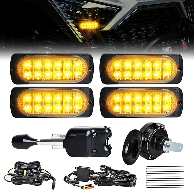 UTV Turn Signal Kit with Lever Column Switch and Dual Row 12 LED Beads Amber Light