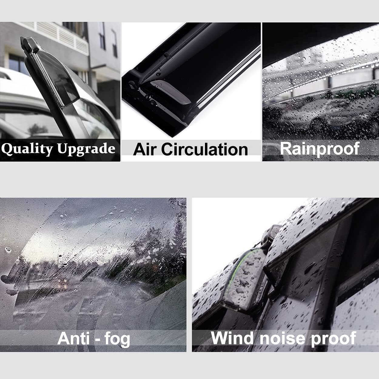 94407 Side Window Wind Vent Deflector,4pc Outside Mount Style Nice Sun Rain Guards Set,Window Visor fit for 2005-2022 Nissan Frontier Crew Cab with 4 Full Size Doors