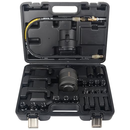 DAYUAN 17 pc Diesel Engine Compression Tester Kit Bundle with 24pcs Professional Pneumatic Diesel Injector Puller Air Vibration Injector Removal Tool Kit