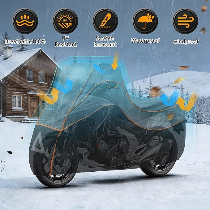 Specialized Hail Protector Motorcycle Cover, Multi-Layered Motorcycle Hail Blankets Protector Cover with 5mm Thick High Density EVA Cushioning Foam Pad and Reflective Stripes, 110L x 43W x 57H in