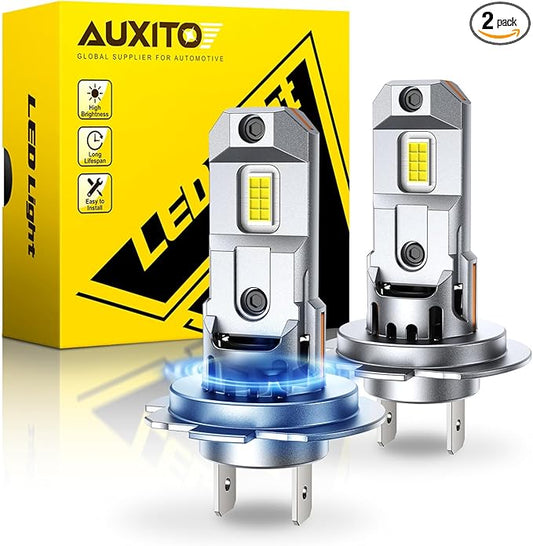 AUXITO H7/H7ll Bulbs, 44,000LM 900% Super Brighter, 6500K Cool White, 1:1 Mini Halogen Size H7/H7ll Fog Lights with Cooling Fan, Plug and Play, Pack of 2