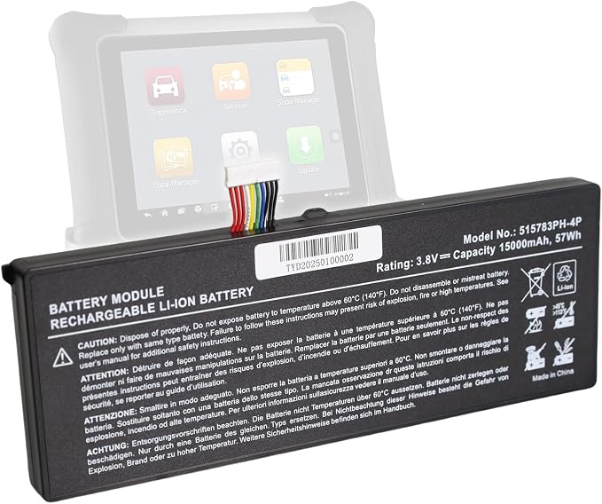 Replacement Battery for Autel MaxiCom MK908: 515783PH-4P for MaxiCOM MK908 MK908P MaxiSys Pro Elite Series Rechargeable Battery 15000mAh