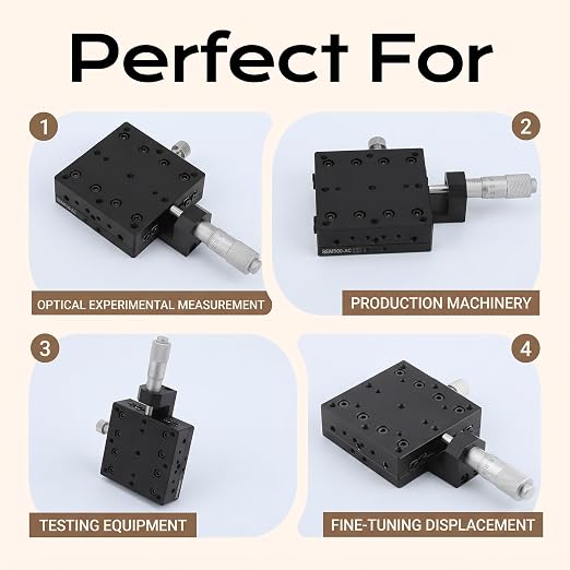 X Micrometer Linear Stages, 60×60mm Manual FinE Tuning Crossing Roller, Precise Linear Stage Displacement Trimming Bearing Sliding Table
