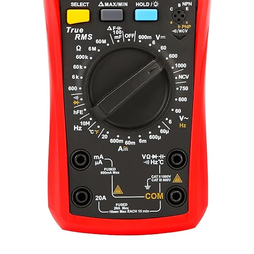 UNI-T Multimeter Kit UT890C True RMS 6000Counts Volt Meter Ohmmeter, Ac Dc Voltage Current Amp Capacitance Meter Temperature hFE Diode Continuity Test NCV for Automotive HVAC