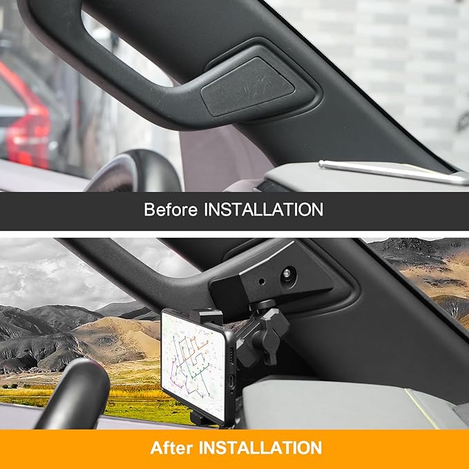 FUNY Dashboard Left Side Phone Holder Mount Compatible with 2023 2024 2025 Chevrolet Silverado & Gmc Sierra 1500, Anti-Shake Stabilizer Custom Adjustable Cell Phone Holder, Aluminum Alloy