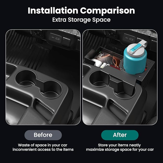 Metal Jump Seat Front Hanging Organizer Box with Cup Holder Compatible with 2019-2026 Chevy Silverado/GMC Sierra 1500 and 2020-2026 Chevrolet Silverado/Sierra 2500HD 3500HD Center Console
