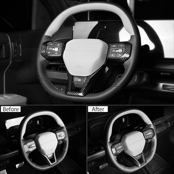 ABS Car Steering Wheel Frame Cover Steering Wheel Button Panel Frame Compatible with Kia K4 GT-Line 2025 Kia EV6 GT-Line 2025 Kia EV3 GT-Line Kia EV4 GT-Line Accessories(Carbon Fiber Style)