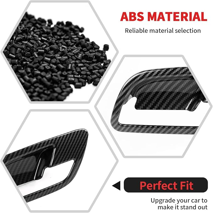 RT-TCZ Inner Door Handle Bowl Cover Trim Decoration Interior Accessories for Chevy Avalanche/Suburban/Tahoe 2007-2013,for GMC Yukon/Sierra 2007-2013 (Black Carbon Fiber)