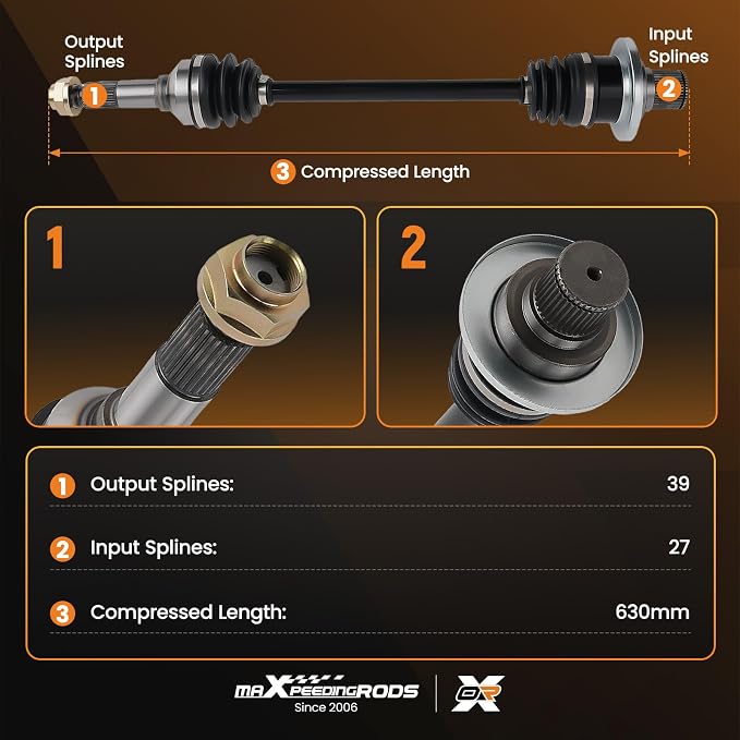 maXpeedingrods Rear CV Axle Shaft Assembly for Yamaha Rhino 2004-2009 450 660, Right Side Replace# YA-323 5UG-F53B0-21-00 5UG-F53B0-20-00