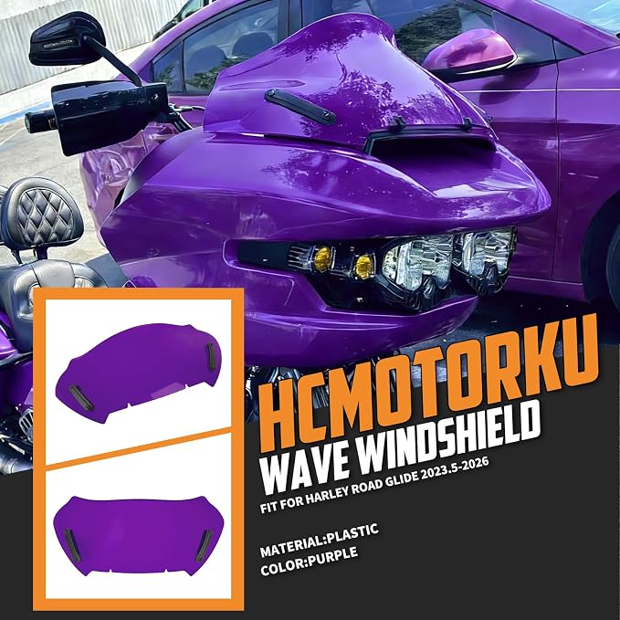 10" Windshield Windscreen Wind Splitter Fit For Harley Road Glide 2023.5-2026 Purple