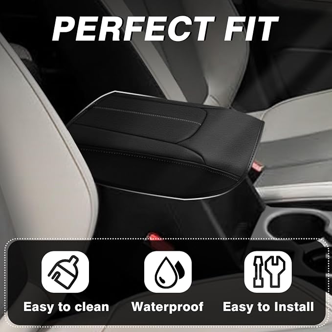 Muslogy Center Console Organizer [Black] & Armrest Cover [Gray] Compatible with Subaru Forester 2025 Accessories