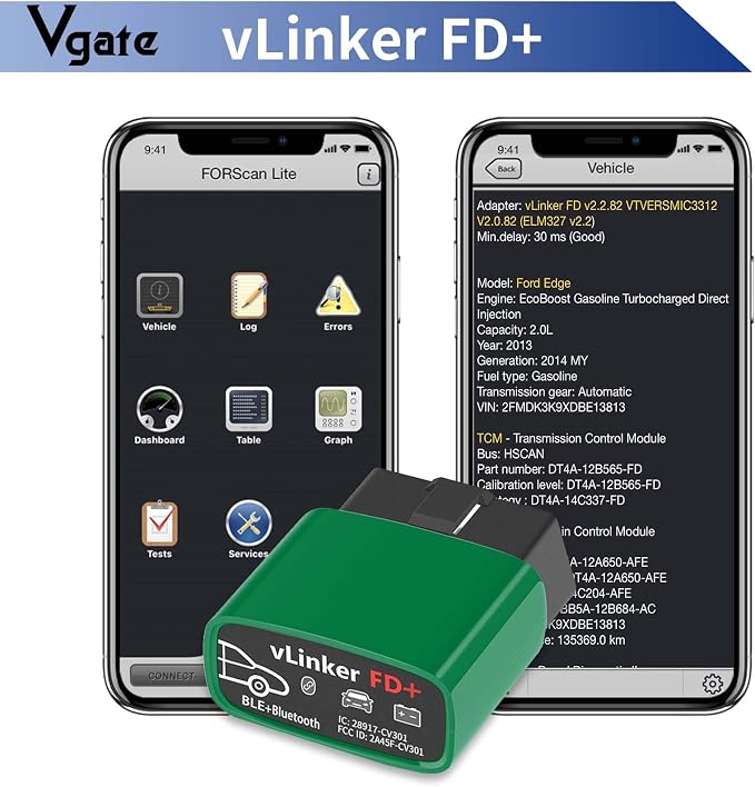Vgate vLinker FD+ (BT3.0/ BLE4.0) OBD2 Scanner for FORScan Fixed Diagnostic Tool Car Code Reader for Android & iOS & Windows