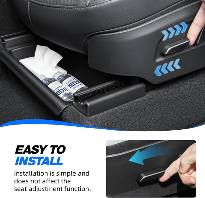 Under-Seat Storage Organizer for 2021-2025 Model Y, Front Seat Hidden Drawer System Premium Felt Fabric Car Organizer with Covers Enhanced Storage, Tray Felt Fabric Storage Bin