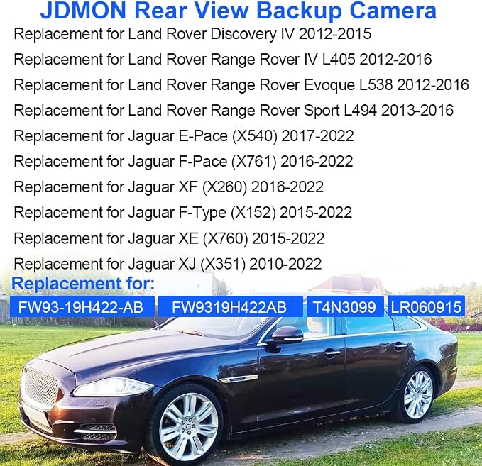 JDMON Backup Rear Park Assist Camera Compatible with Land Rover Discovery IV 2012-2015, Jaguar E-Pace X540 2017-2022 XE X760 2015-2022 Replacement for FW93-19H422-AB LR060915 Reversing Aid Camera