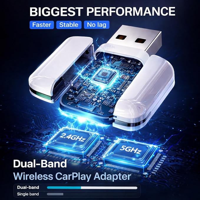 New Smart Wireless CarPlay Adapter for Apple iPhone – Slim & Super Small USB Dongle, Converts Wired CarPlay to Wireless, Stable Connection, Compatible with OEM Wired CarPlay Vehicles & iOS 10+ (White)