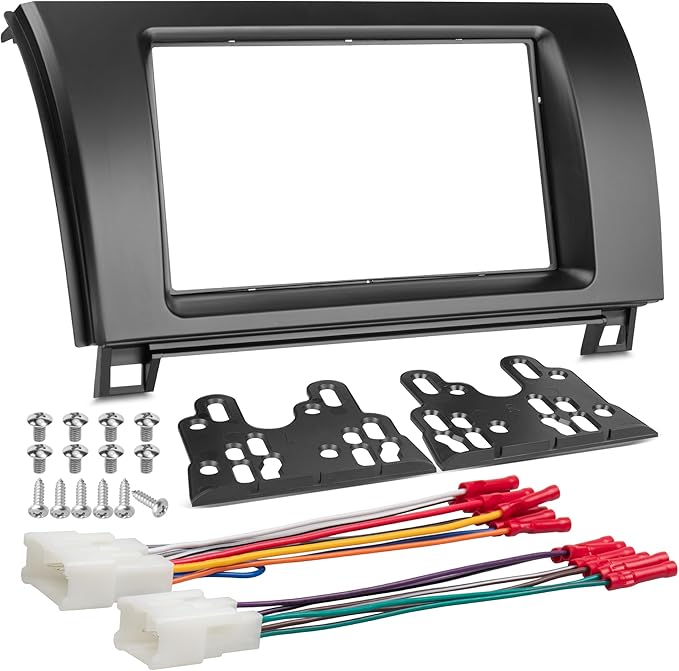 NuIth Matt Double DIN Radio Dash Kits for Toyota 2007-2013 Tundra/2008-2022 Sequoia, Double Din Mount Housing Bracket Installation Trim Bezel Kit Installation Aftermarket Stereo (Dash Kit+Radio Wire)