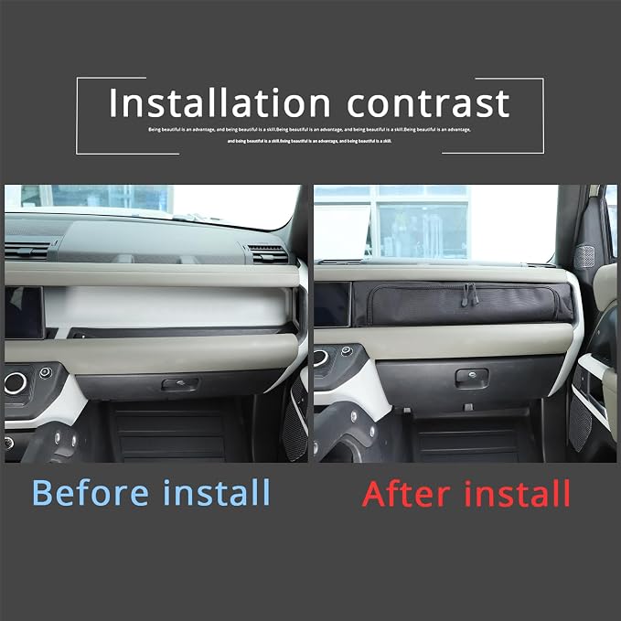 PIUGILH Dashboard Glove Storage Bag Compatible with Land Rover Defender 90 110 130 2020-2026 Accessories, Center Console Front Passenger Dash Board Storage Bag Organizer, 1Pcs (Black)