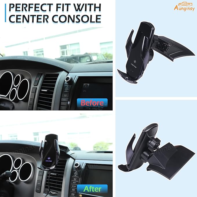 Aunginsy Car Phone Mount Compatible with Toyota Tundra/Sequoia 2007-2013 Center Console Air Outlet Vent Upper Panel Mobile Phone Holder Instrument Hands-Free Cell Phones Navigation Bracket Accessories