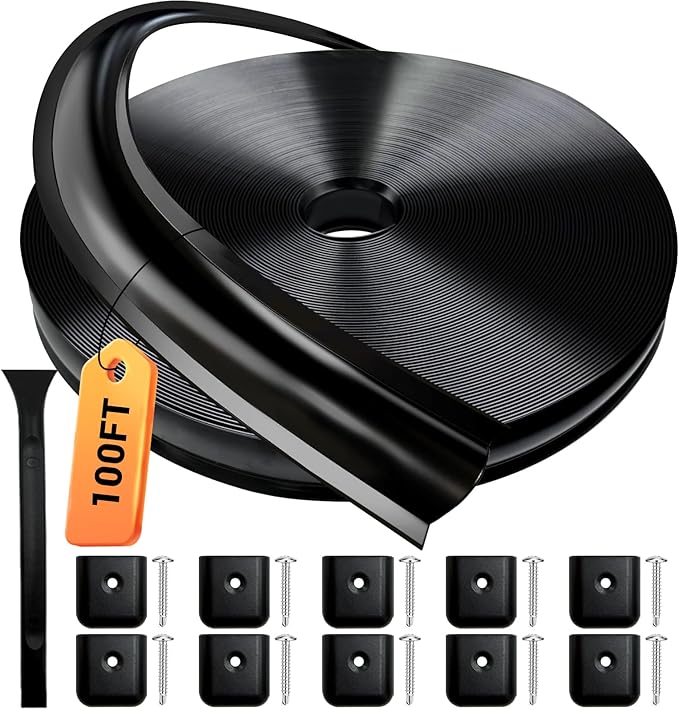 1” RV Trim Molding Insert, 100 Ft Heavy Duty RV Weather Stripping Exterior, Vinyl Rubber Seal Strip Includes End Caps, Screw Cover Trim for Camper Travel Trailer, Black