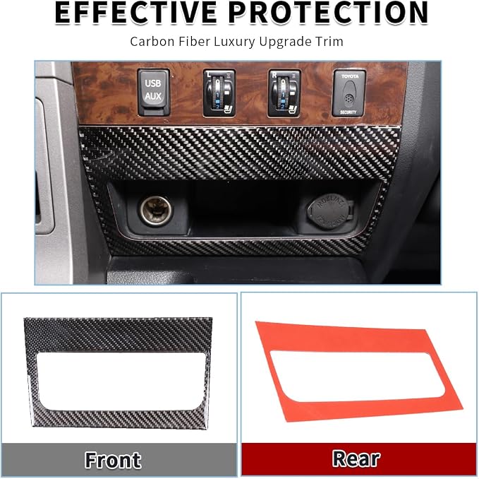 Real Soft Carbon Fiber Car Center Console Air Conditioning Adjustment Switch Panel Decorative Stickers,for Toyota Tundra 2007-2013,2PCS (Black)