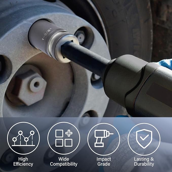 1" Drive Universal Impact Socket Set, 9 Pieces CR-MO Jumbo Socket Set,SAE Sizes (1",1-1/8",1-1/14",1-3/8",1-1/2",1-5/8",1-3/4",1-7/8",2"),6 Point with Adapter and Red Organizer