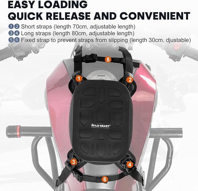 WILD HEART Motorcycle Tank Bag is Compatible with Most Motorcycle Outdoor Riding Accessories (Black)